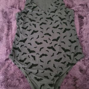 Sheer Black Bat Print Bodysuit Torrid Size 0/0X